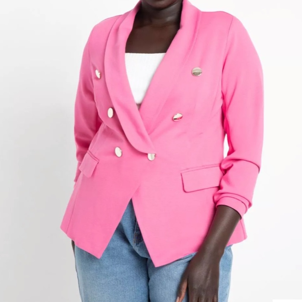 Eloquii Pink Double-Breasted Blazer